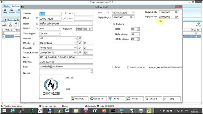 phần mềm quản lý phòng gym an việt soft