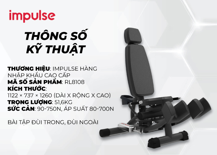 Máy ép đùi trong – đùi ngoài Impulse RL8108 