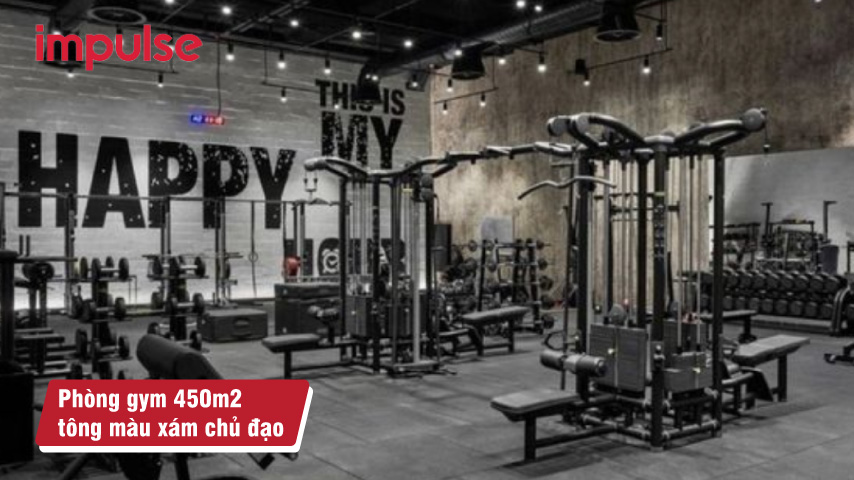 Ánh sáng màu độc đáo làm nổi bật mẫu thiết kế phòng gym 450m2